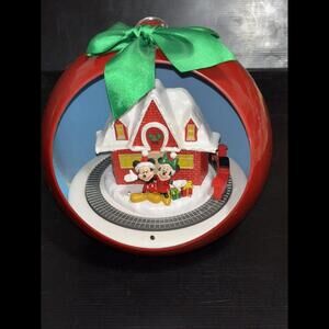 Disney Mickey/Minnie Red Hanging Dome With Lights, Music & Moving Train Works!!